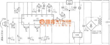 Pyroelectric infrared sensor automatic lamp circuit (3)