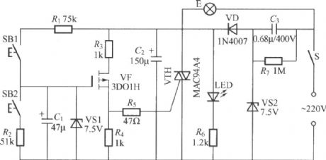Two-button FET dimming light circuit