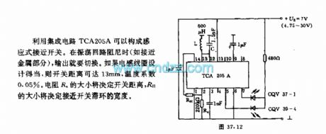 Proximity switch circuit with TCA205A