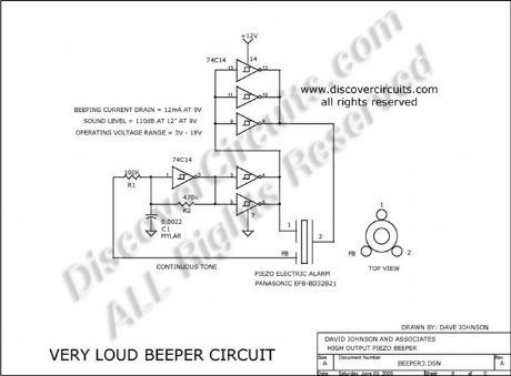 Very Loud Piezoelectric Beeper Electronic Circuit
