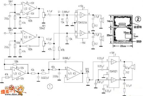 tda1521 produced 2.1 computer subwoofer speaker circuit diagram