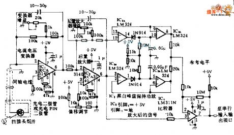 Photodiode signal conditioning circuit diagram of barcode scanner