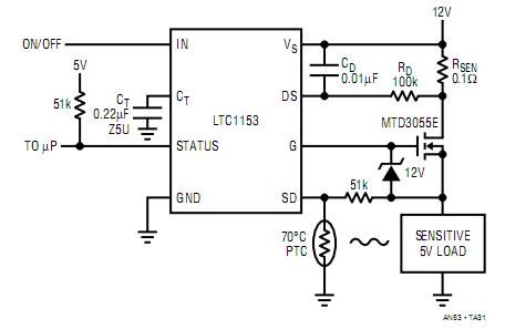 5V/1A Circuit Breaker with Thermal Shutdown