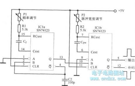 Variable pulse width pulse oscillator with frequency being up to 12.58MHz