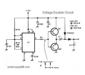 12V DC Voltage Doubler Circuit