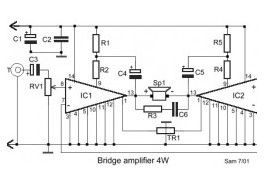 4W Bridge Amplifier using LM388