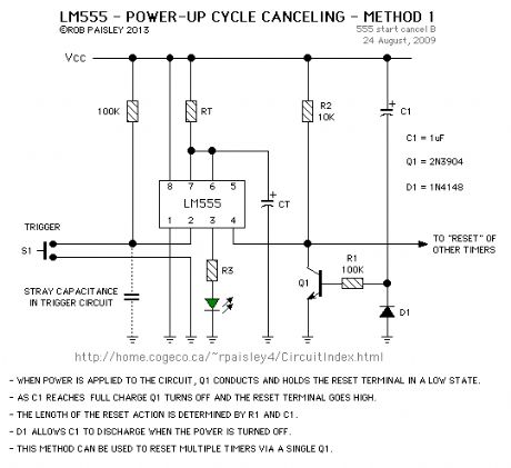 LM555 Power-Up Reset Method 1