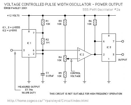 Variable Pulse Width Oscillator With LM555 Output