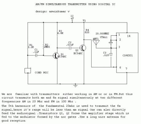 AM FM Simultaneous Transmitter Using Digital IC