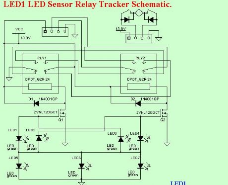 LED1 LED Sensor Relay Tracker Schematic