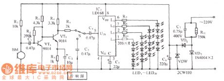 LD168 audio voltage-controlled flash decoration control circuit diagram