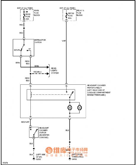 Mazda headlight cleaners circuit diagram