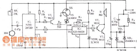 Use NJM2072D acoustic music socket circuit (B) circuit diagram