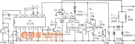 Use SL518 acoustic music socket circuit diagram