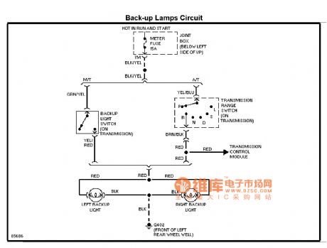 Mazda reversing light circuit diagram