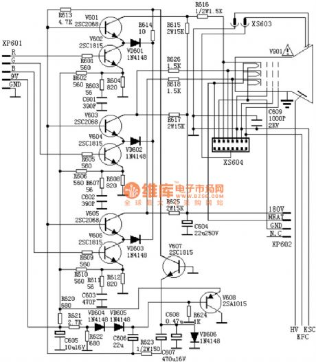 Video amplifier circuit board diagram