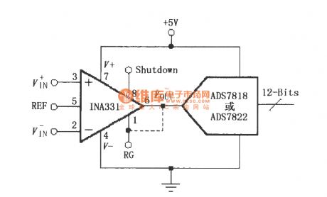 Composed of INA331/332 direct drive capacitive input A/D converter