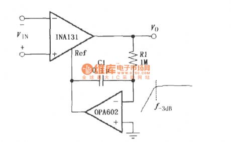 Constituted by the INA131 AC-coupled instrumentation amplifier