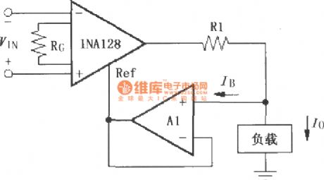 Composed of INA128 differential voltage to current conversion circuit