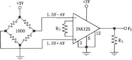 Single power resistor bridge constructed by the INA125 amplifier