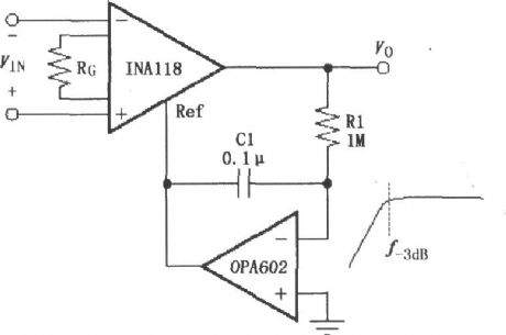 Constituted by the INA118 AC-coupled instrumentation amplifier