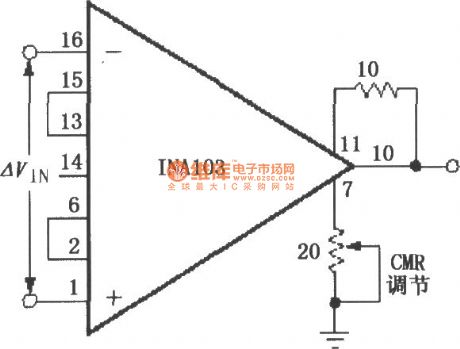 Externally adjustable CMR (common mode rejection ratio) circuit (INA103)