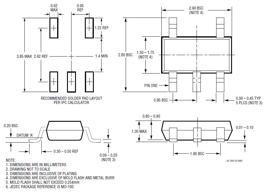 LTC1844ES5-3.3#TRPBF package dimensions