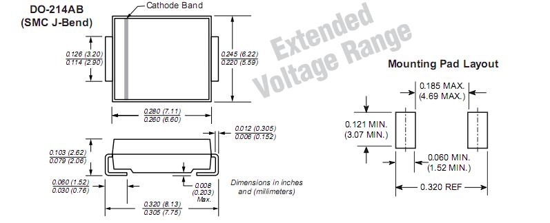 SMCJ36CA package dimensions