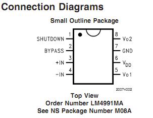 LM4991 connection diagram