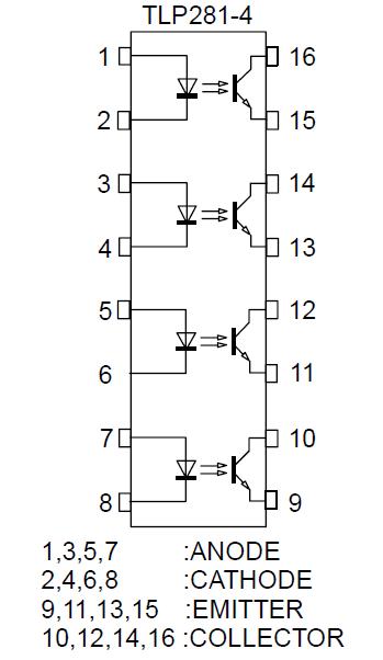 TLP281-4 pin configuration