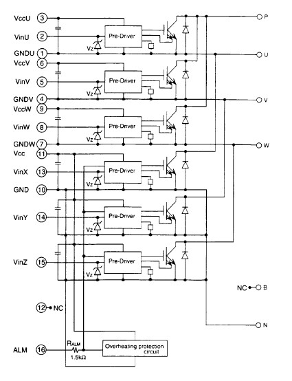 6MBP100RA060 blodk diagram