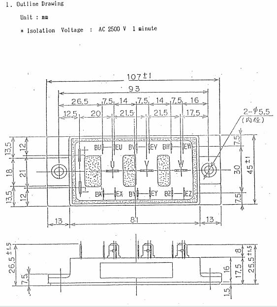 6MBI25J-120 dimension figure