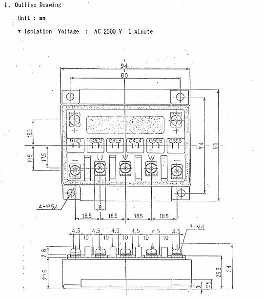 6MBI50J-120 dimension figure