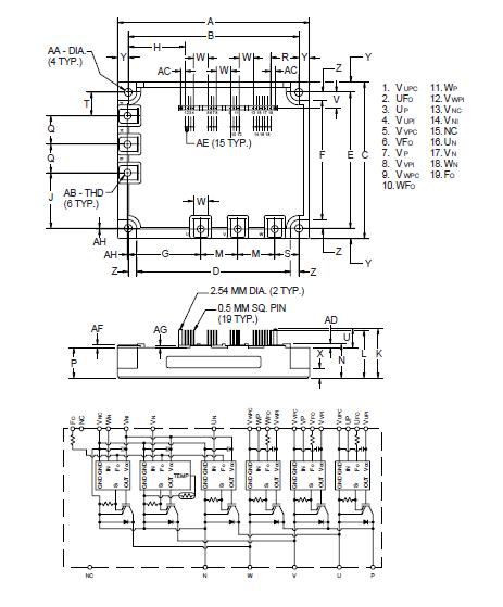 PM100CSA120 Outline Drawing and Circuit Diagram