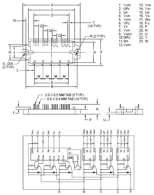 PM300DSA060 Outline Drawing and Circuit Diagram