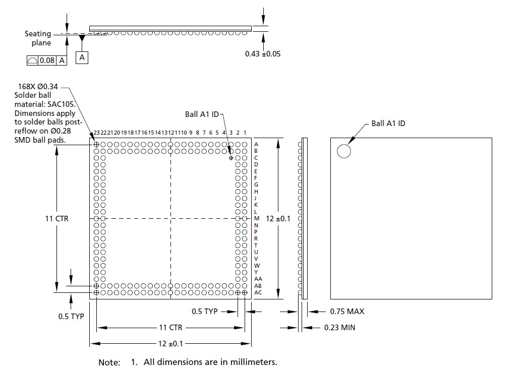 MT29F4G16ABCWC:C dimension figure