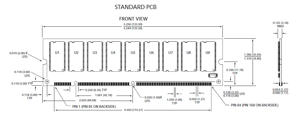 MT18LSDT6472Y-13ED2 dimension figure