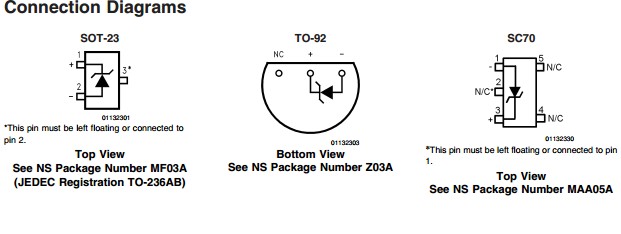 LM4040BIM3-5.0 Connection Diagrams