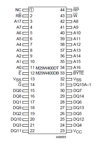 M29W400DB-70N6 pin connection