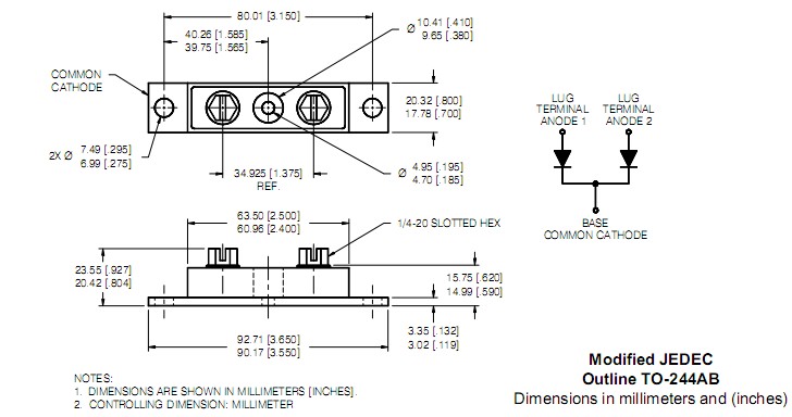 200CNQ035 package dimensions