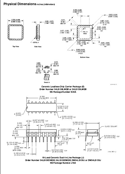 DM74LS138N dimension