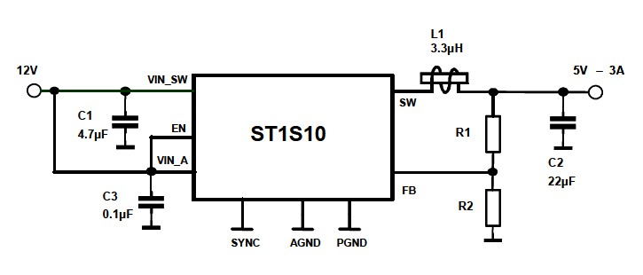 ST1S10BPHR pin connection