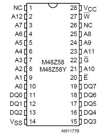 M48Z58-70PC1 DIP Pin connections