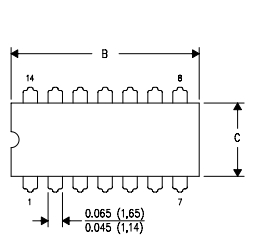 sn74ls86an dimension