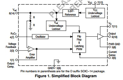 UC3844DR2 Simplified Block Diagram