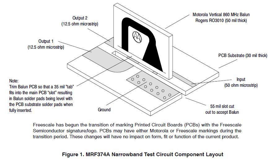  mrf374 Narrowband Test Circuit Component Layout