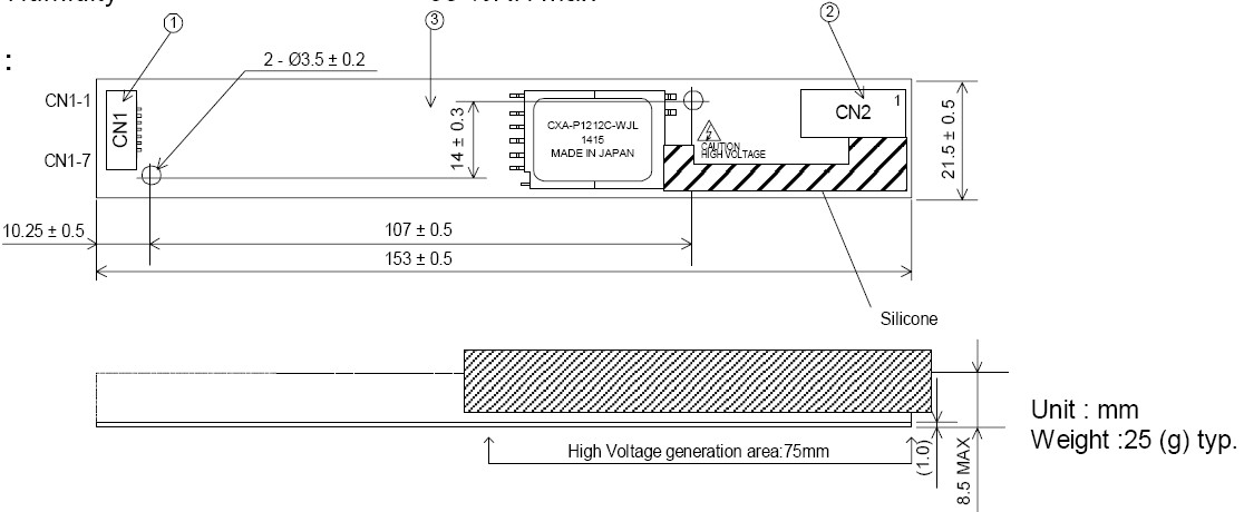 CXA-P1212C-WJL-M dimension