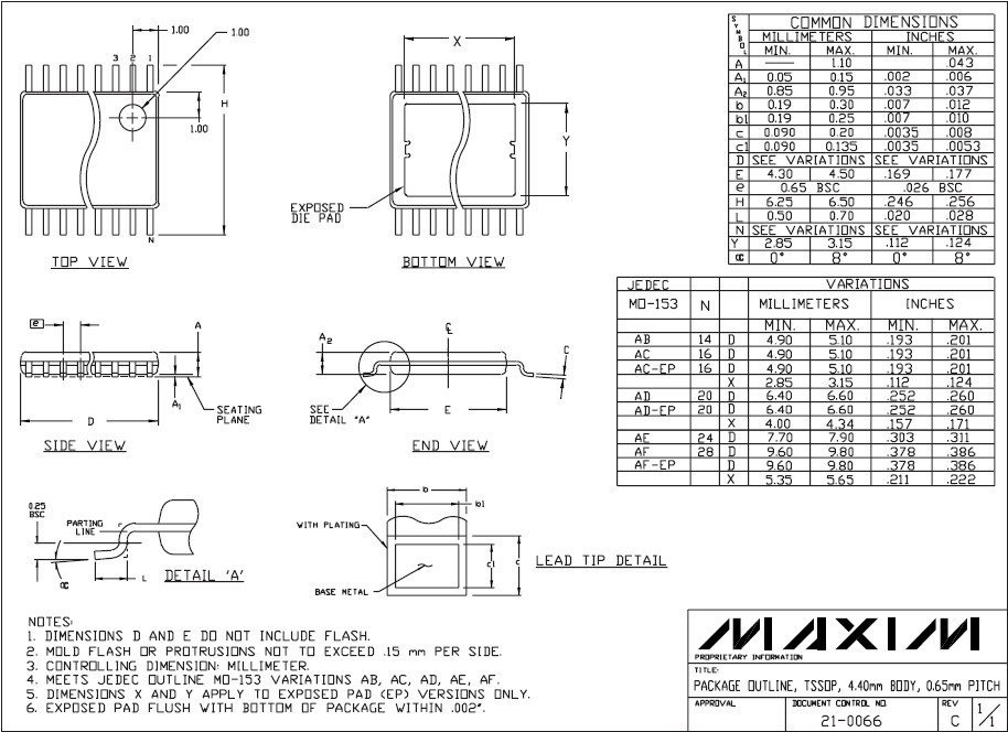 MAX4614CUD dimension