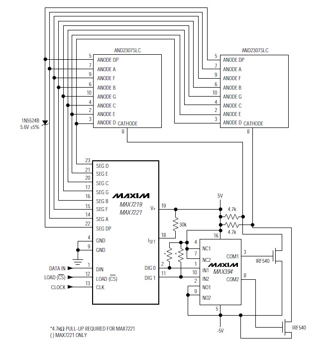 MAX7219CNG pin connection