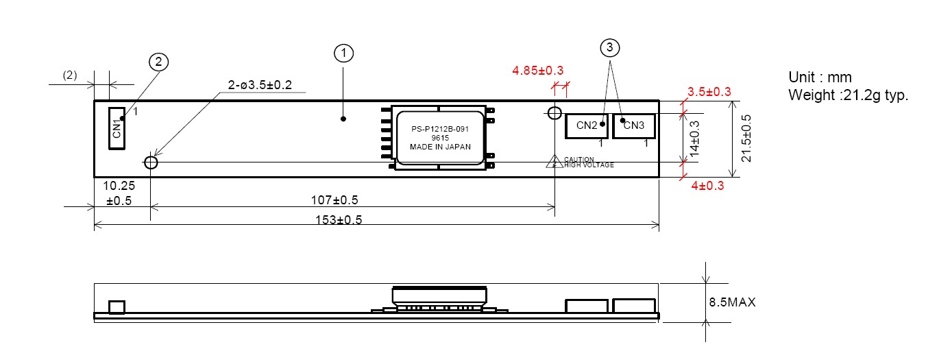 CXA-P1212B-WJL dimension